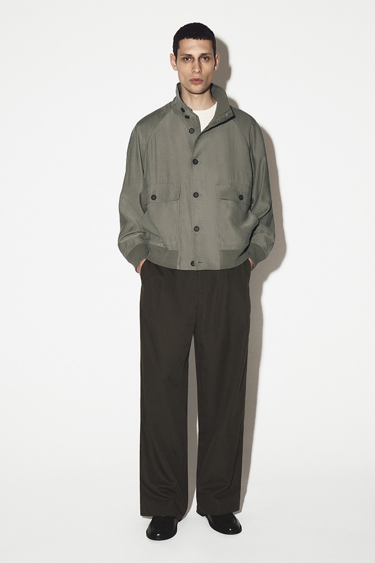 ピンストライプ ワイドレッグパンツ